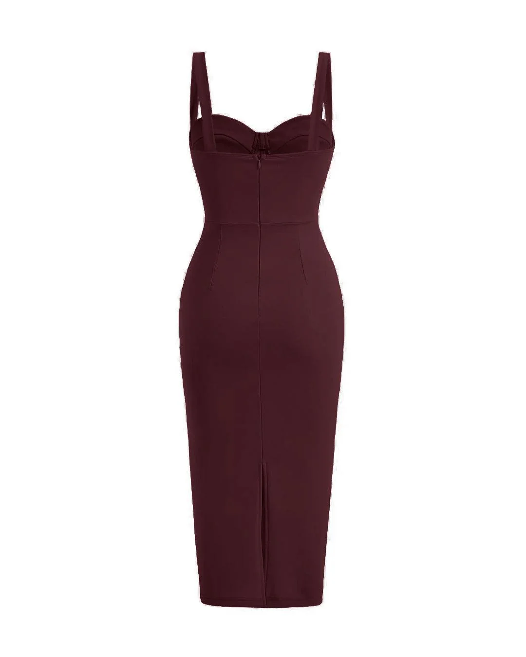 Cocktail Style Corset Detail Bodycon One Piece Dress In Maroon - Image 2