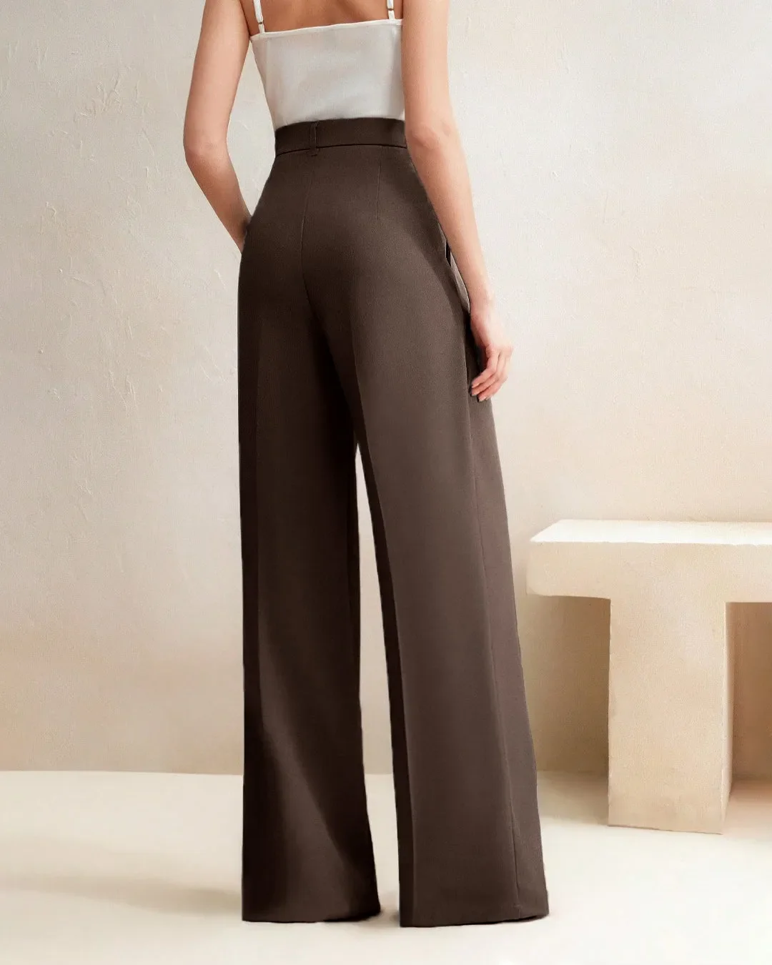 Coco High Waist Wide Leg Tailored Trousers - Image 3