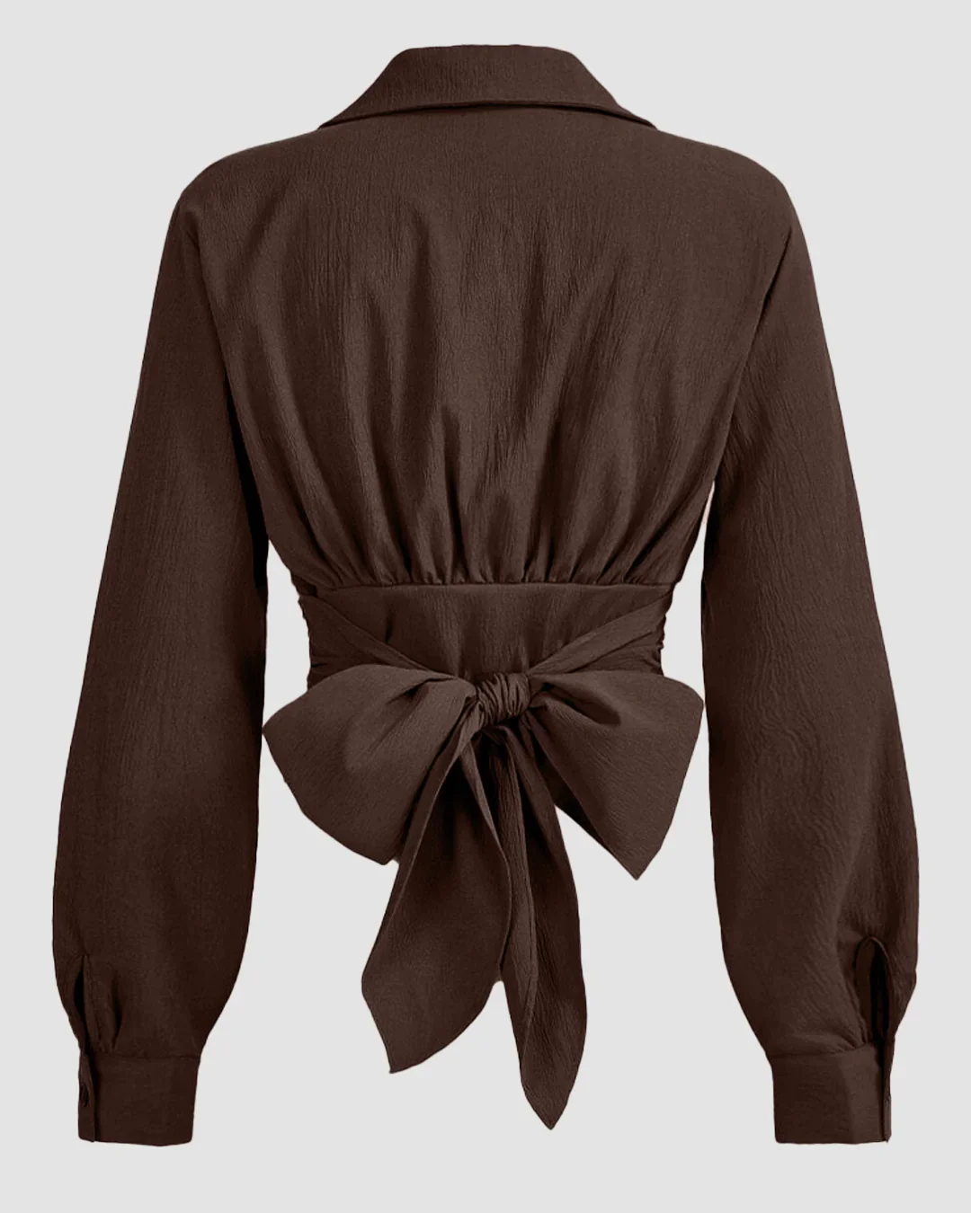 Coco Wrap Style Collar Full Sleeve Top with Tie Waist - Image 2