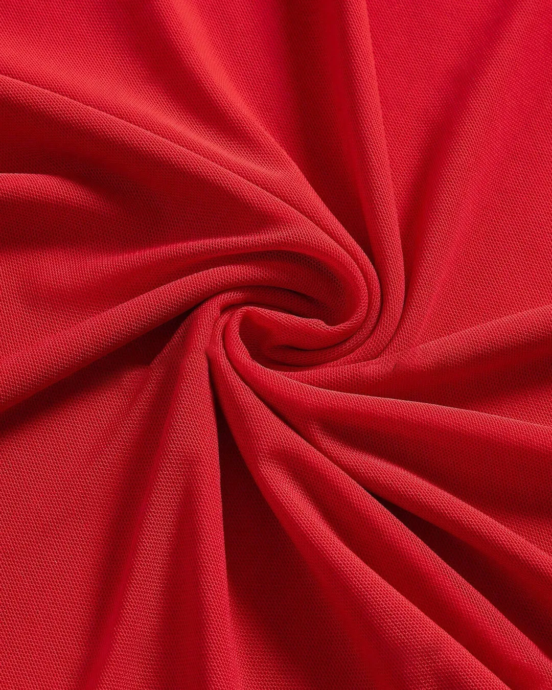 Cold Shoulder Ruffle Trim Flounce Sleeve Dress in Red - Image 3