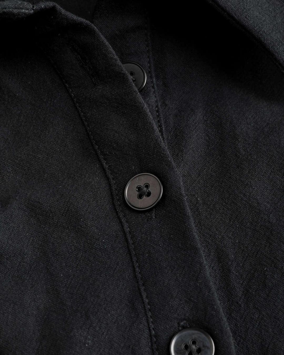Collar Neck Long Sleeve Ruched Crop Black Shirt - Image 3