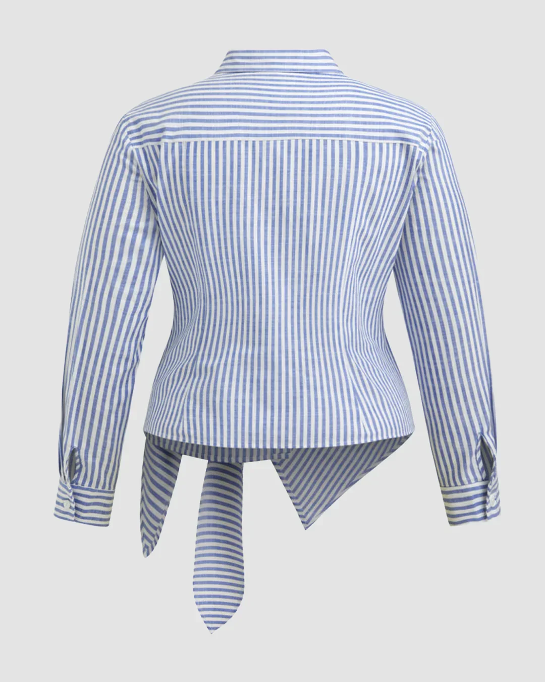 Collar Stripe Knotted Long Sleeve top Curve & Plus - Image 2