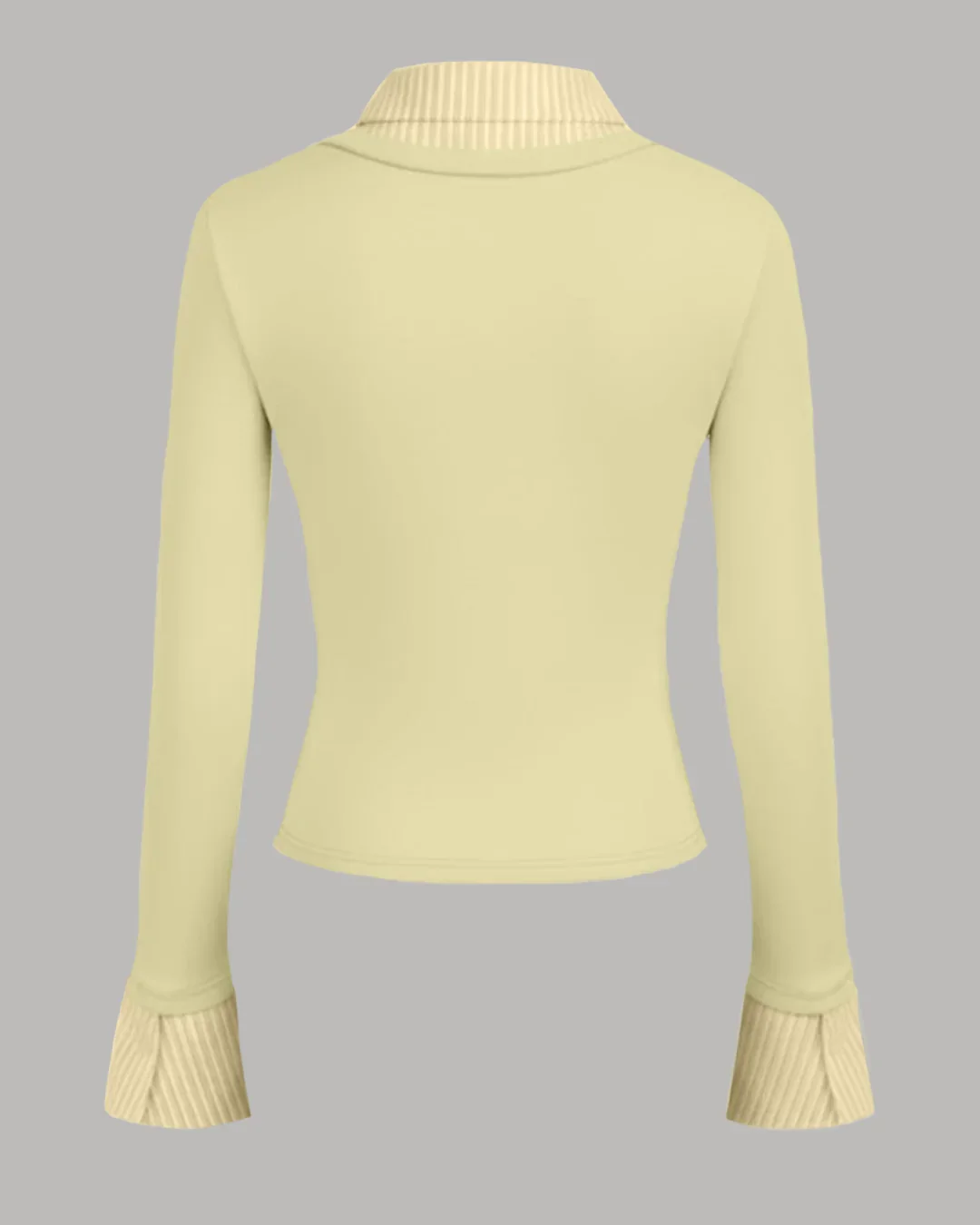 Collar Stripe Two Tone Top in French Vanilla - Image 2