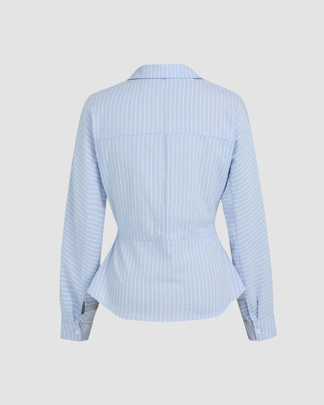 Striped Collared Full Sleeve Formal Shirt in Light Blue - Image 3