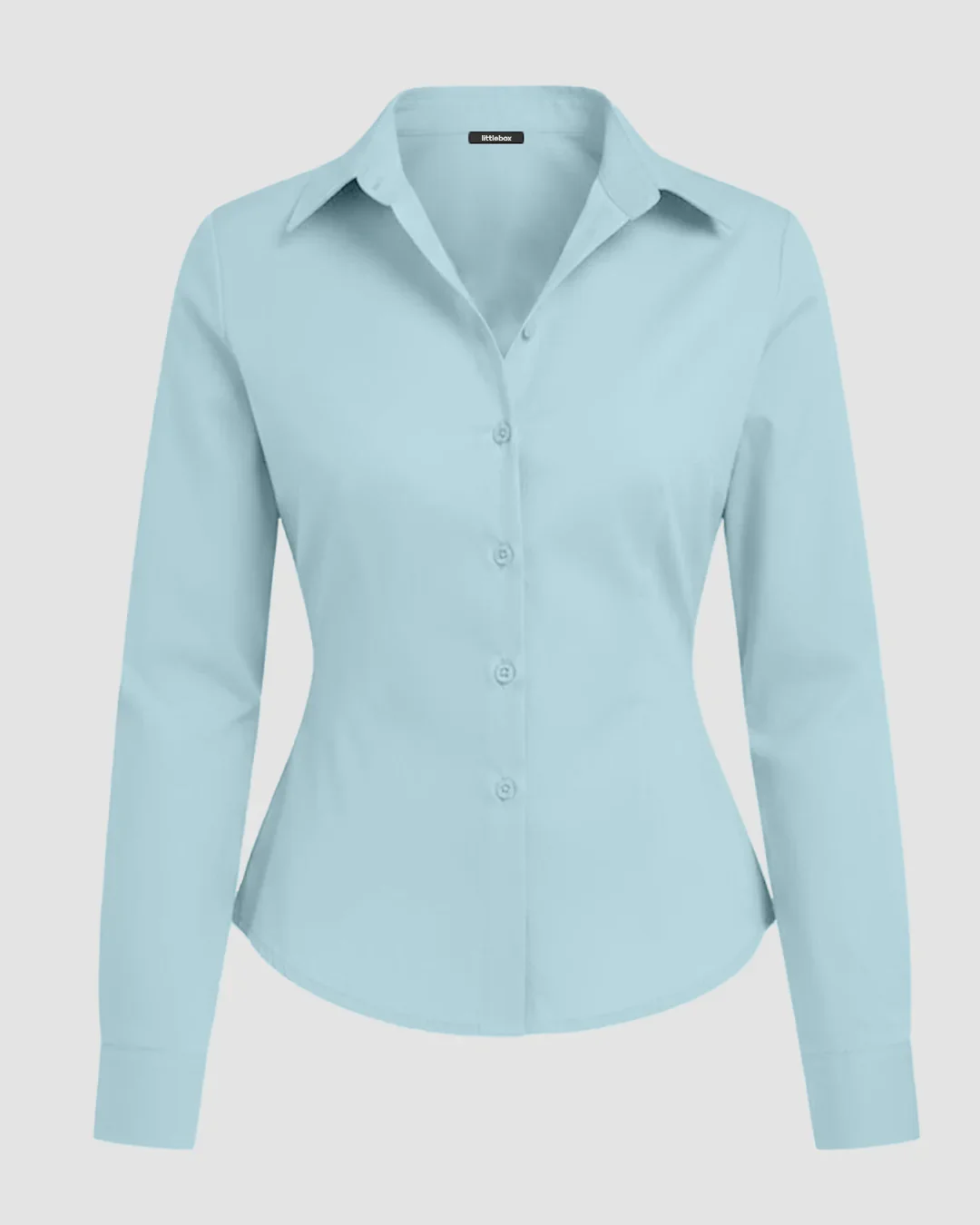 Collar Striped Long Sleeve Shirt in Powder Blue
