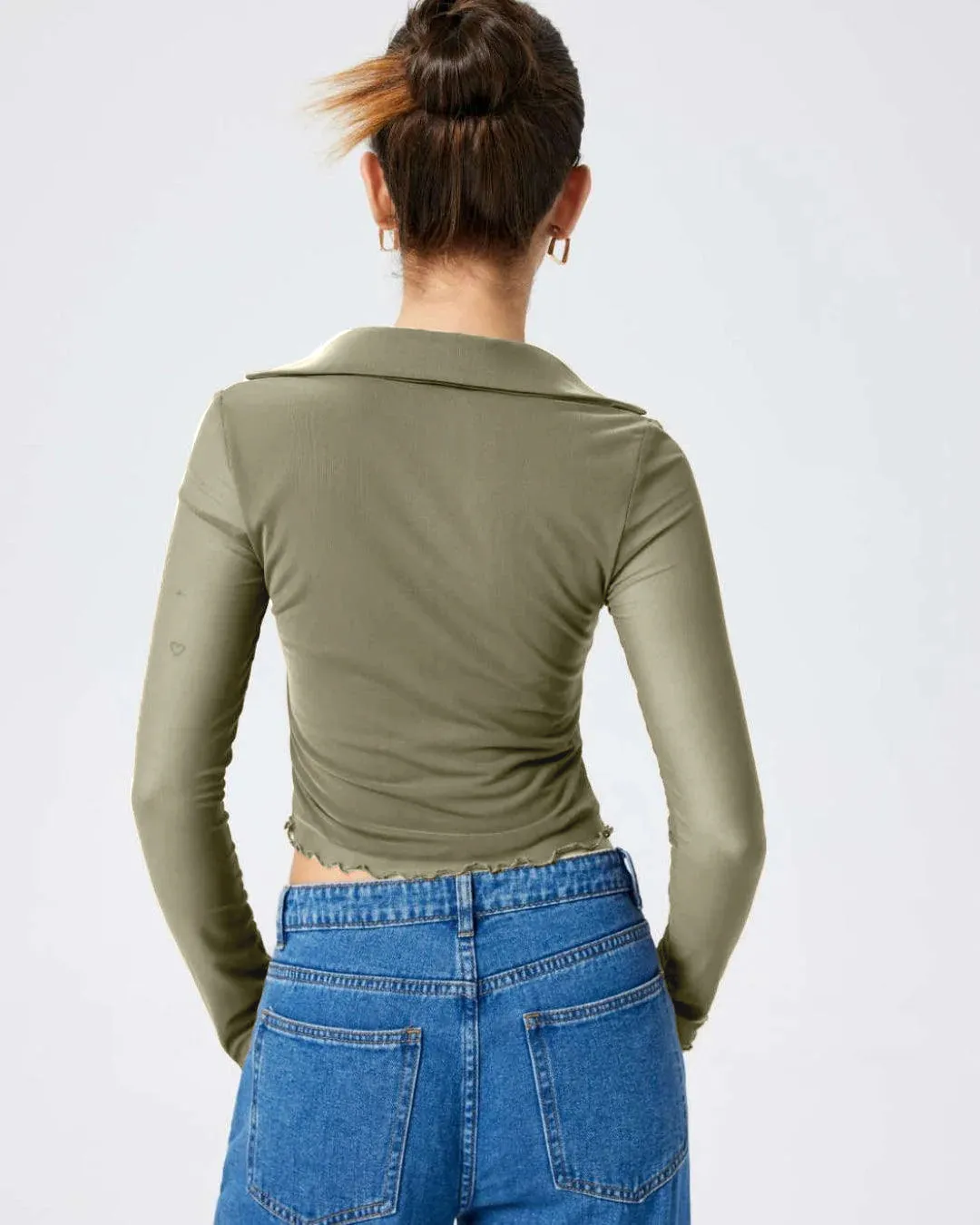 Collared Button Up Full Sleeve Herbal Green Shirt - Image 4
