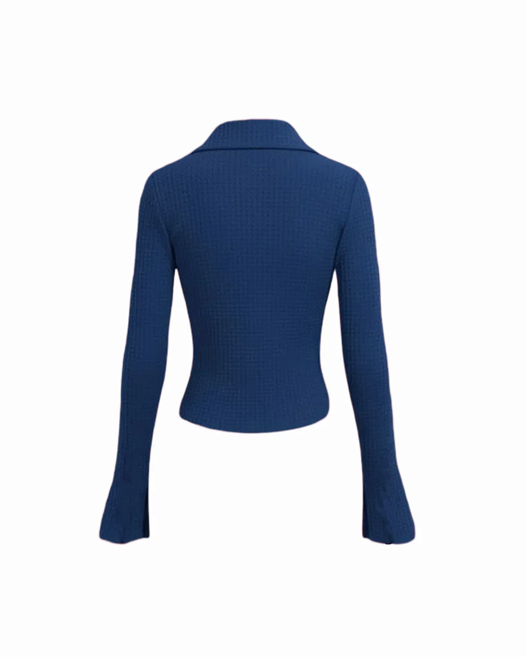 Collared Neck Metal Detail Split Top in Royal Blue - Image 2