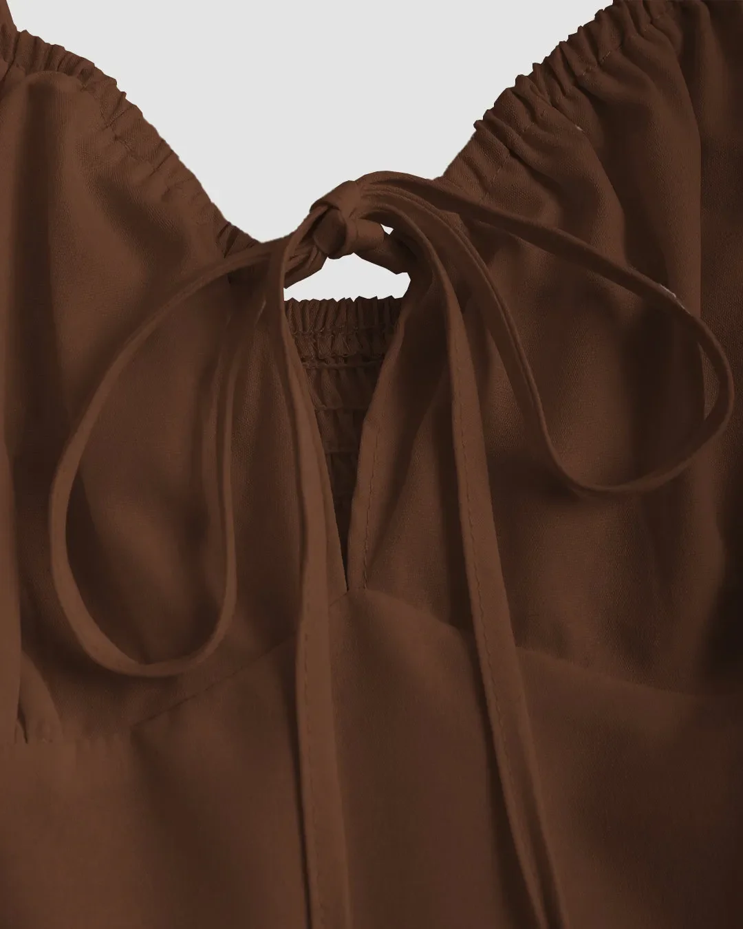 Color High Split Casual Spaghetti Strap Midi Dress In English Brown - Image 4