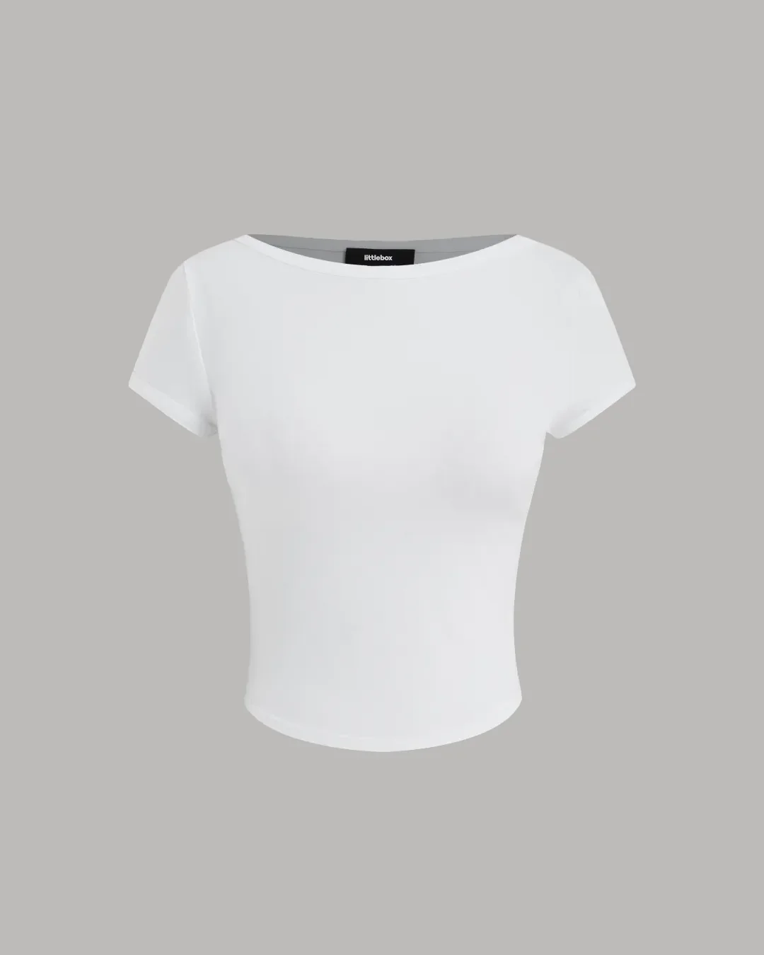 Colorblock Ruched Waist Tie Top in White & Navy Blue - Image 4