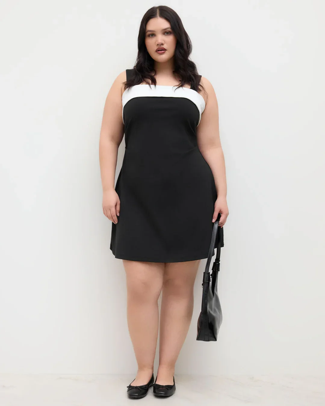 Colorblock Square Neck Sleeveless Mini Dress Curve & Plus