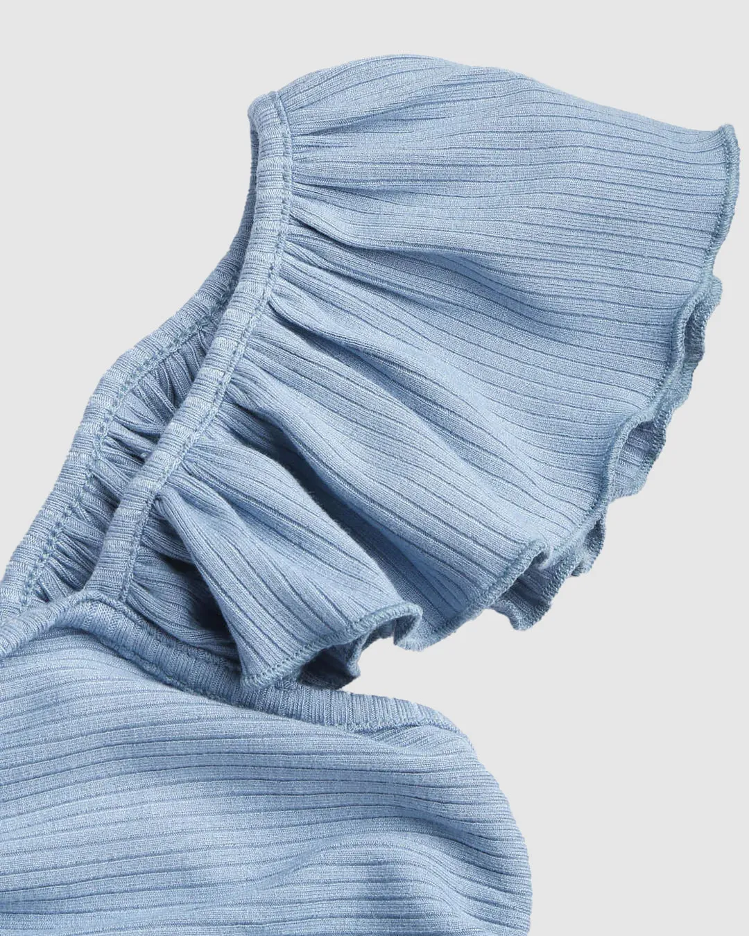 Combo : Cropped Vest Ruffle Top In Off-White and Blue - Image 3