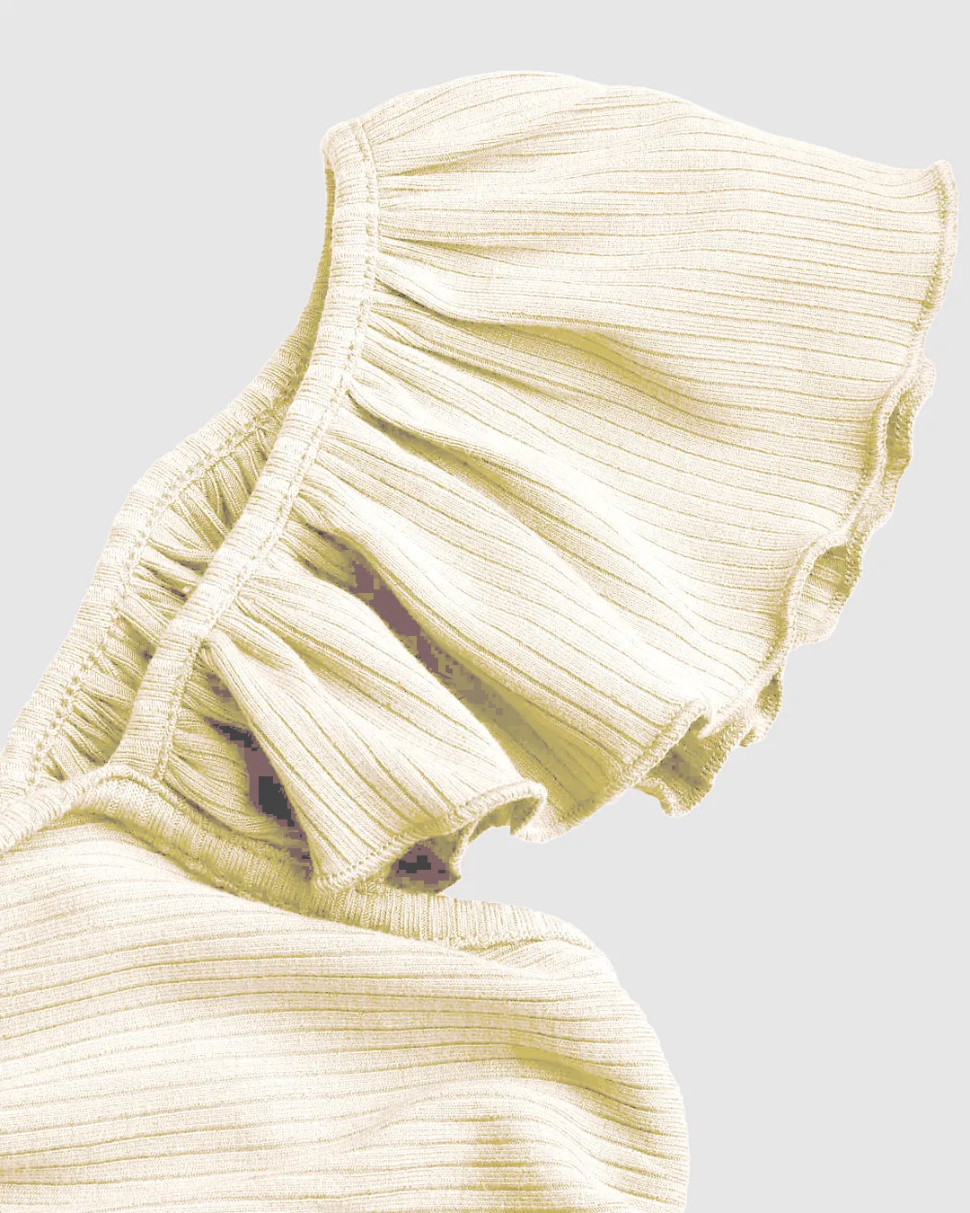 Combo : Cropped Vest Ruffle Top In Off-White and Blue - Image 4
