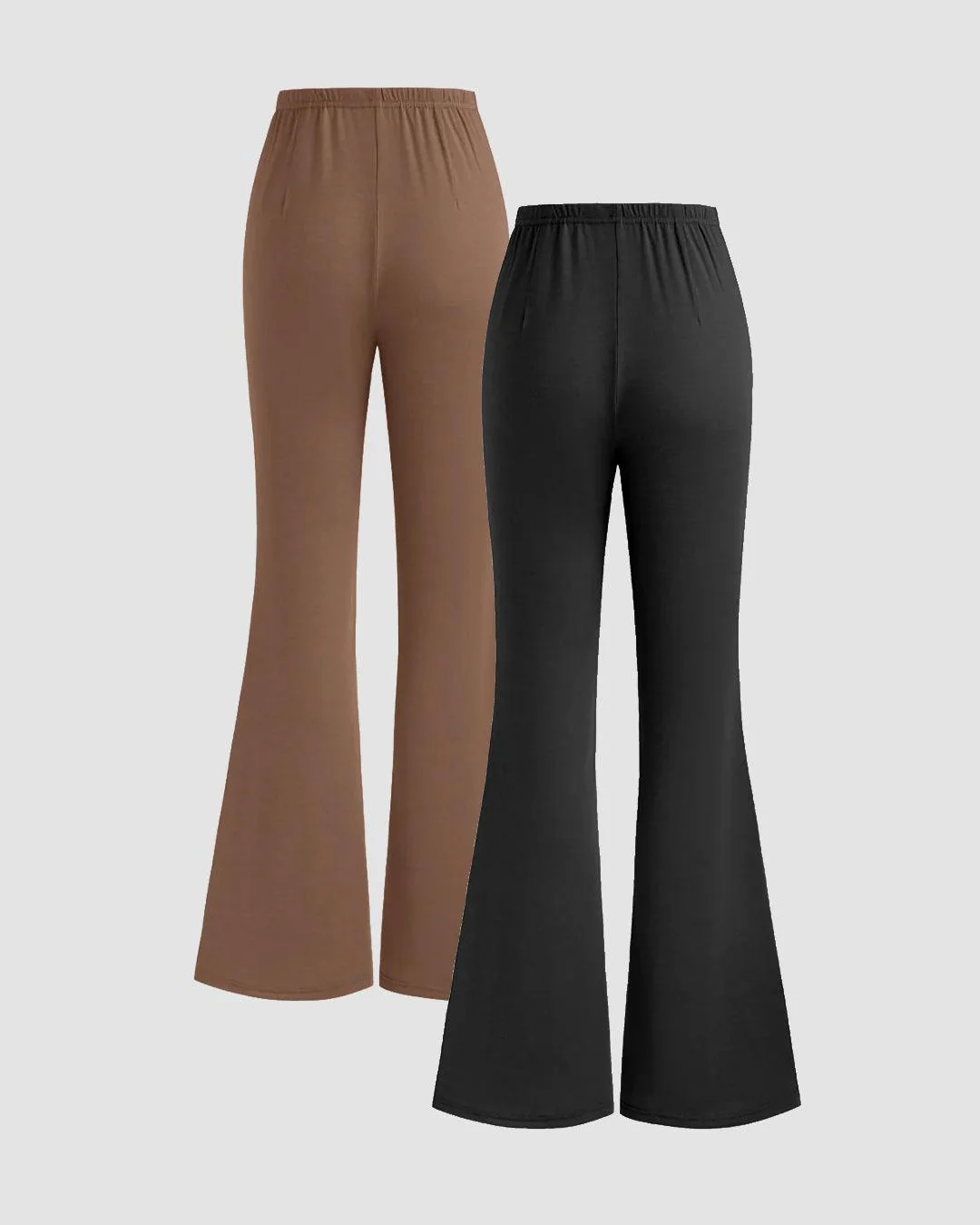Combo of Two : High-Rise Flared Leg Trousers In Black and Brown - Image 3