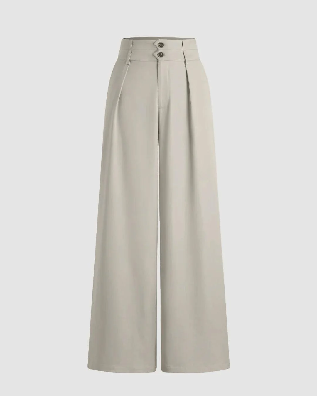 Combo Of two : New Nostalgia Solid High Waist Pleated Wide Leg Pants In Offwhite & Trendy Korean Style Pinstripe Black Trousers - Image 3