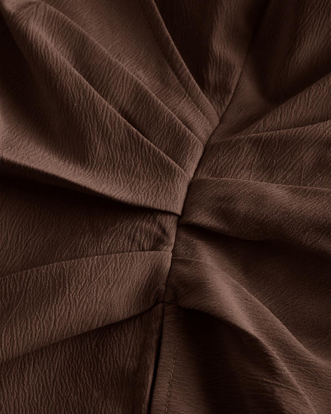 Combo : V Neck Top Wrap Front With Lantern Sleeve in Chocolate Brown & Black - Image 3