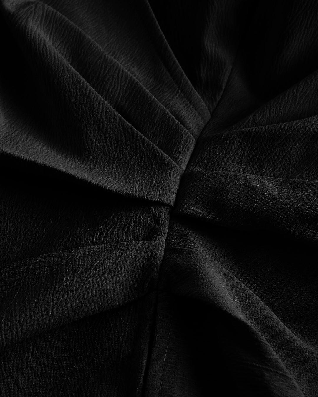 Combo : V Neck Top Wrap Front With Lantern Sleeve in Chocolate Brown & Black - Image 4