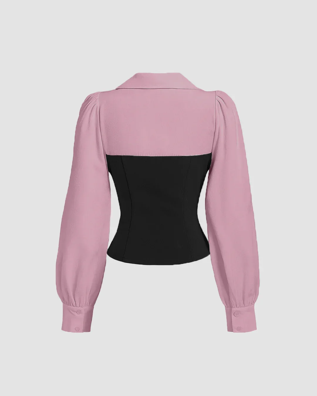 Sweetheart Neck Contrast Full Sleeve Top in Pink and Black - Image 2