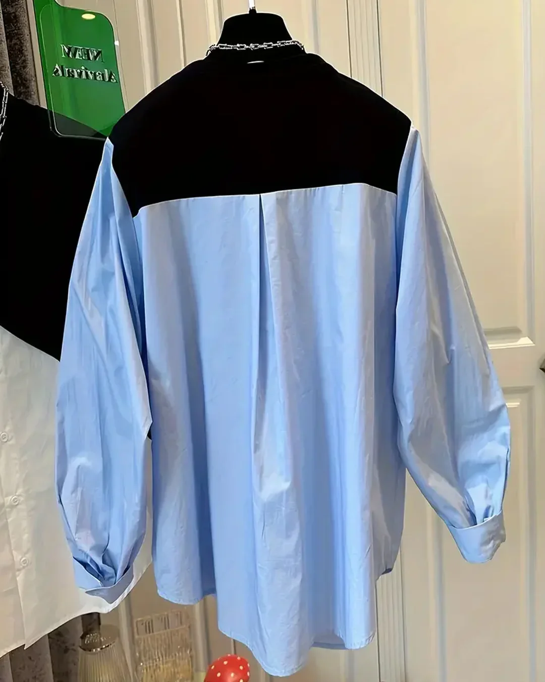 Contrast Panel Button Down Layered Full Sleeve Top - Image 3