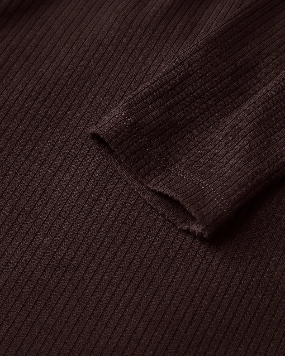 Cool Girl Aesthetics Collared Full Sleeve Top Brown - Image 3