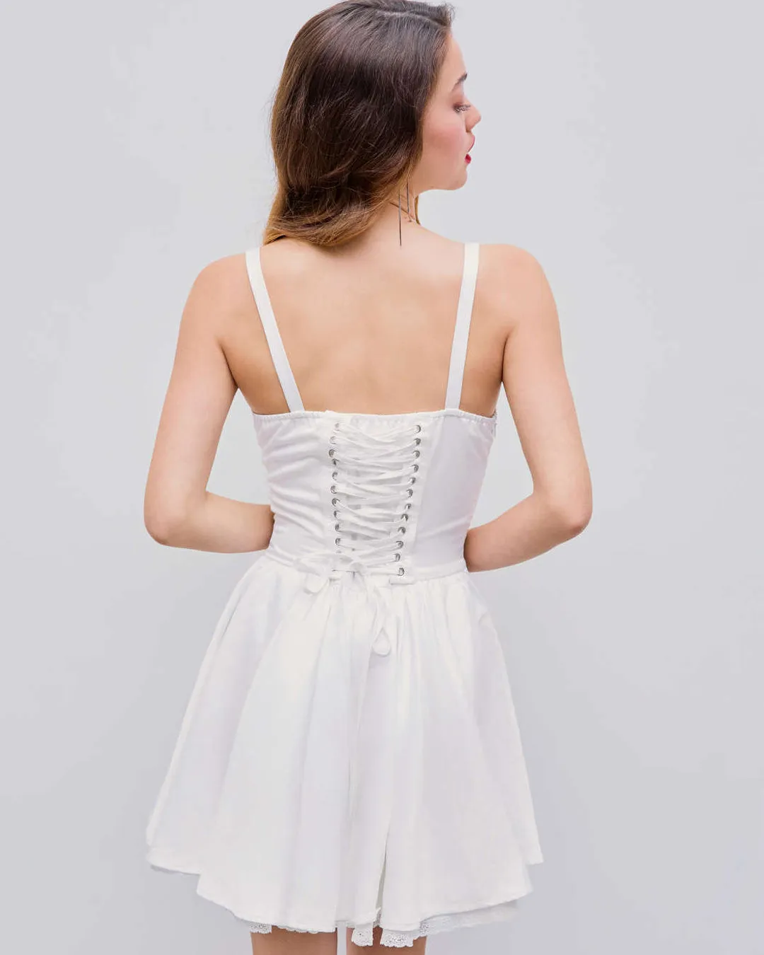 Corset A-Line White Mini Dress - Image 4