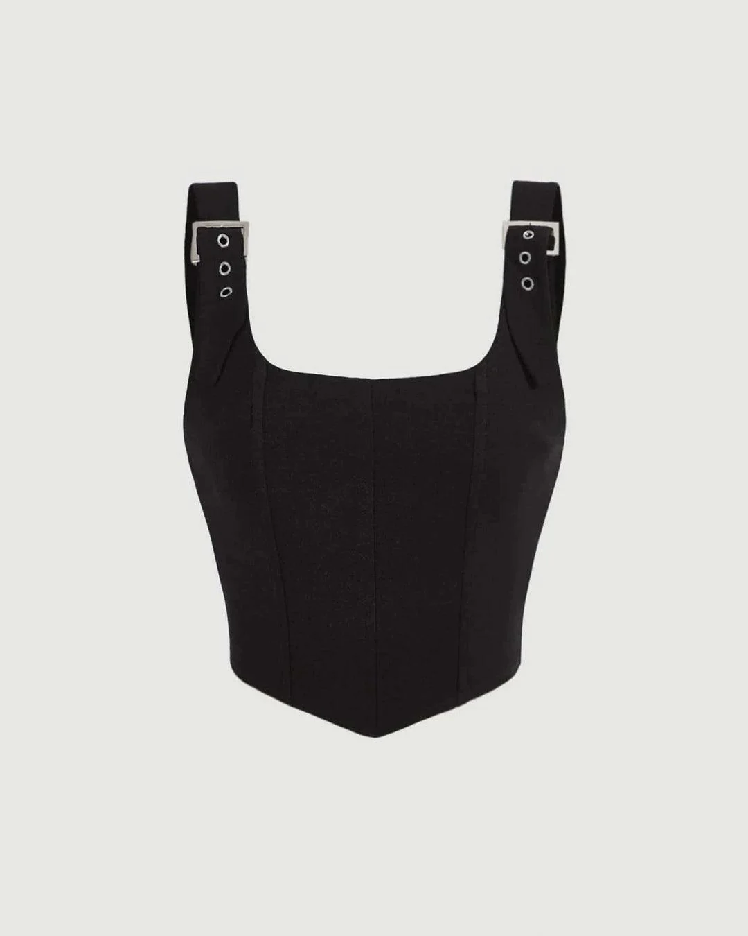 Corset Style Buckle Detail Sleeveless Top