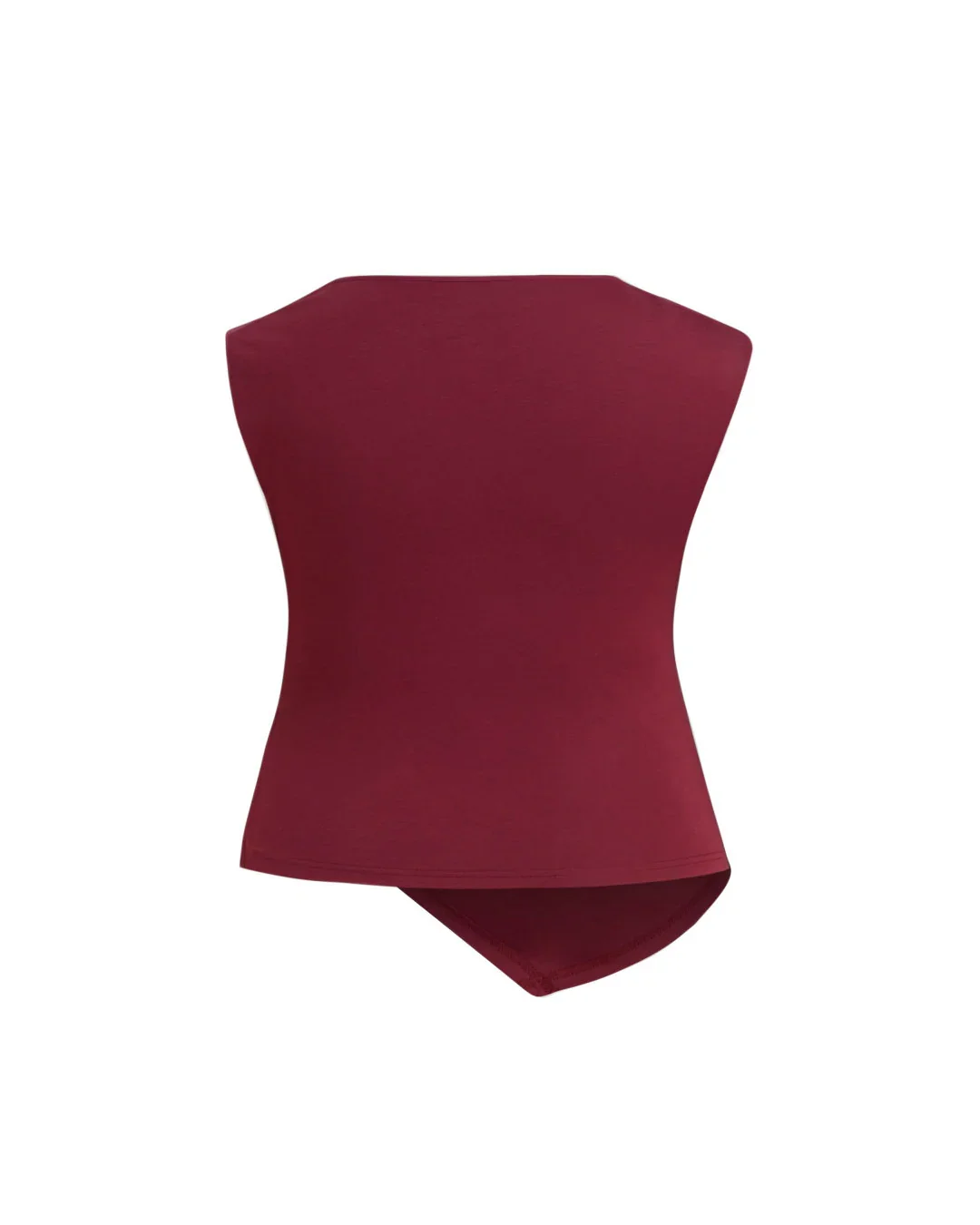 Cowl Neck Asymmetrical Hem Ruched Top Curve & Plus in Maroon - Image 2