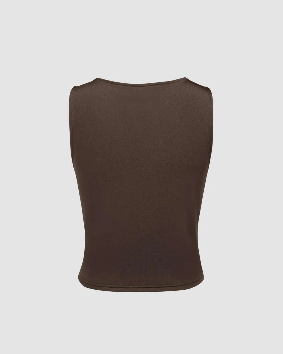 Party Cowl Neck Sleeveless Draped Top in Brown - Image 3