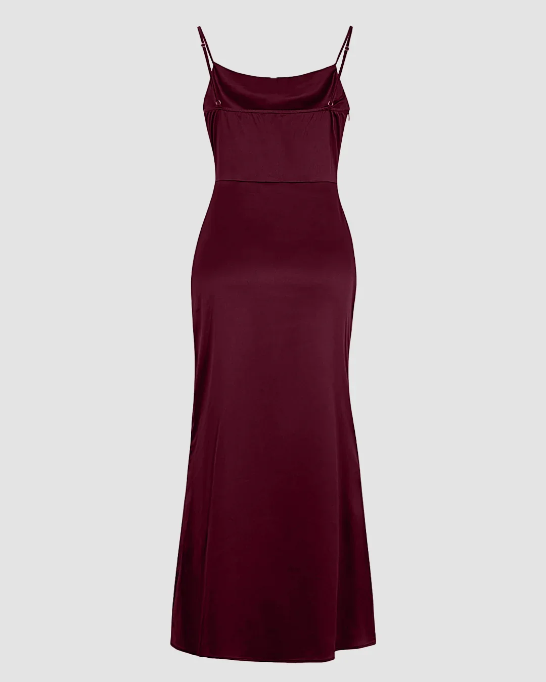 Ruched Cowl Neck Maxi Dress in Maroon - Image 2