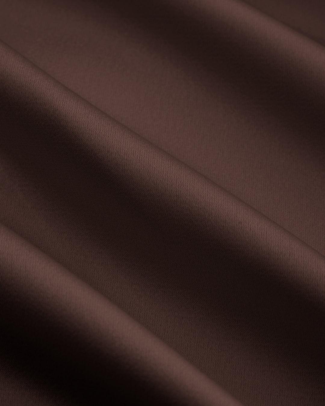 Cowl Neck Ruffle Satin Maxi Dress In Brown - Image 3