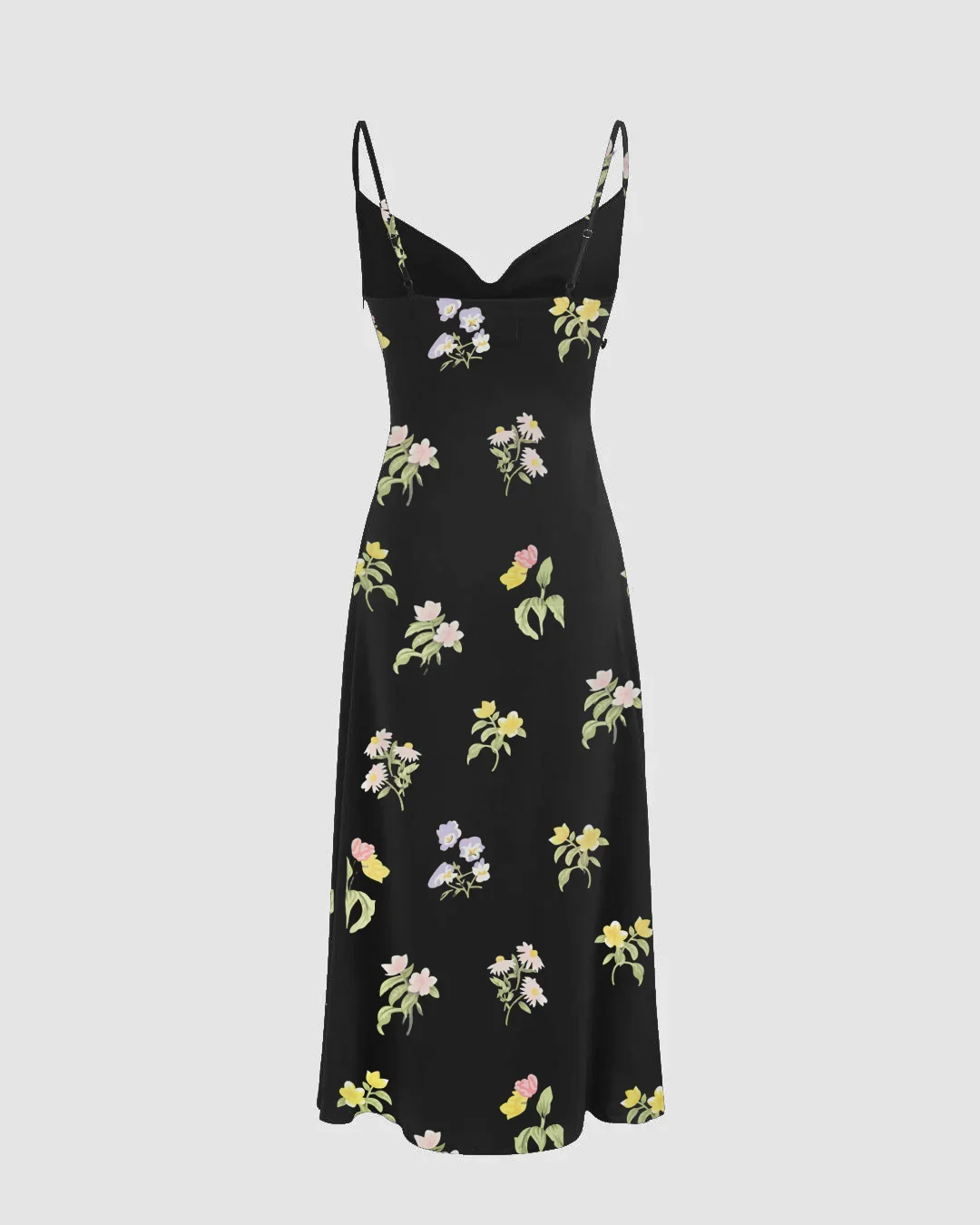 Cowl Neck Sleveless Floral Straight Hem Midi dress - Image 3
