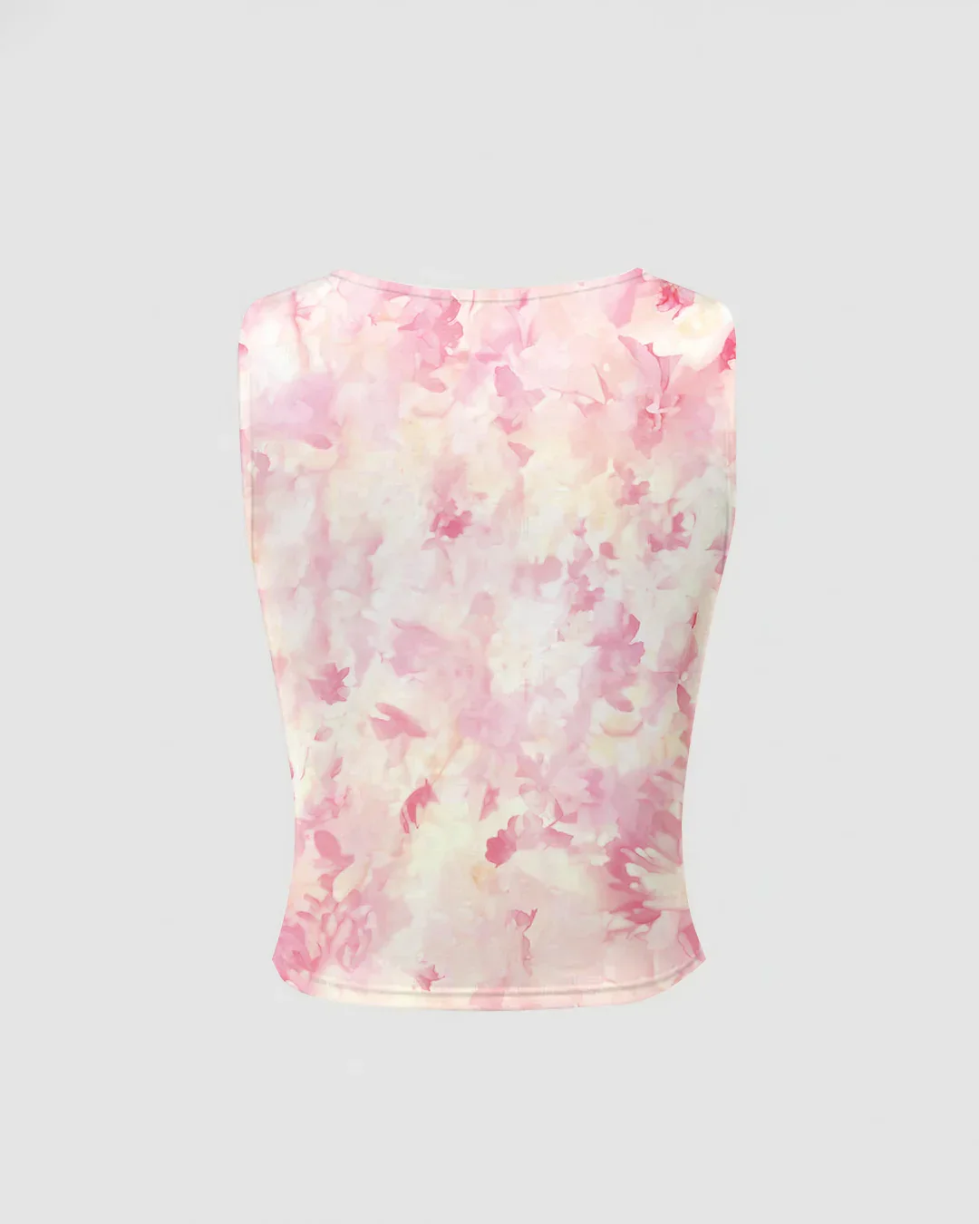 Cowl Neck Slim Fit Straight Hem Sleeveless Crop Top in Pink & White - Image 2
