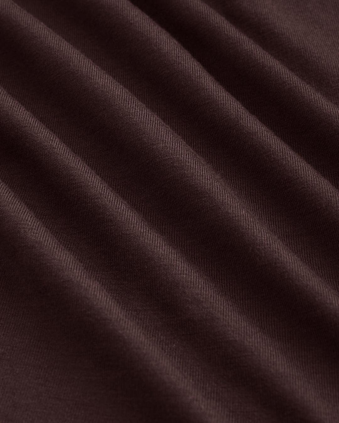 Cowl Neck Solid Ruched Long Sleeve Chocolate Brown Top - Image 3