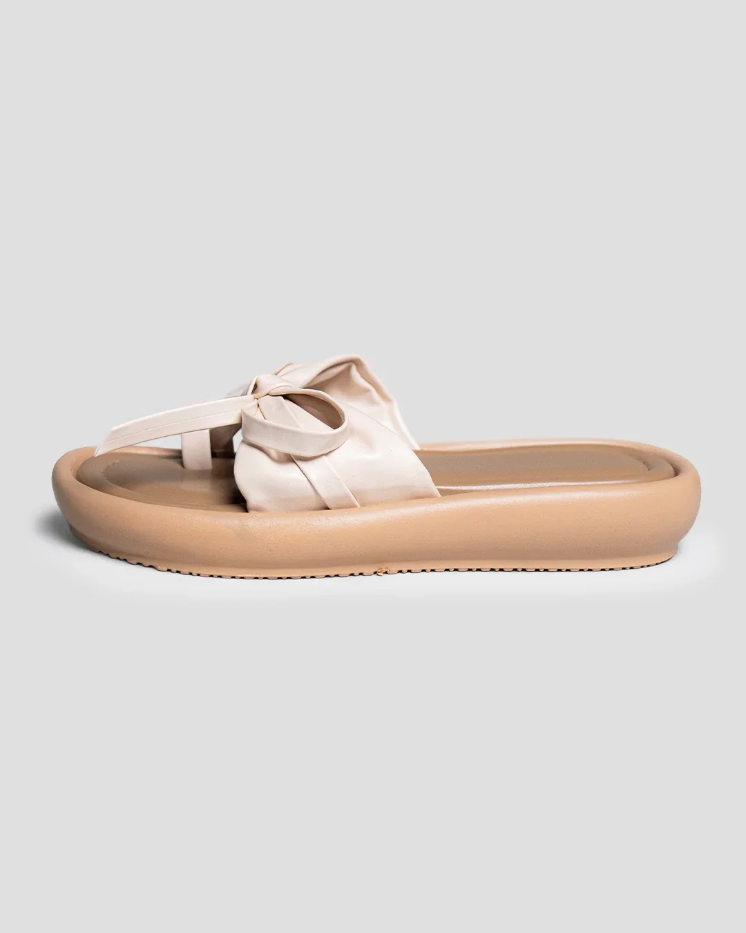 Cream Knotted Bow Flatform Sandals - Image 4