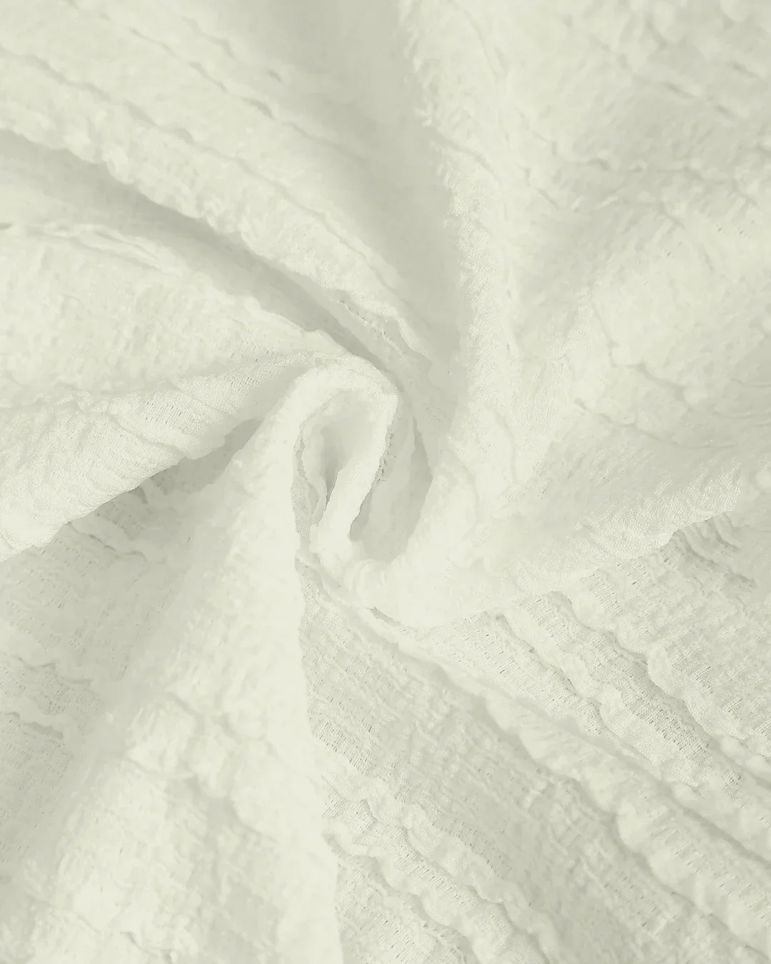 Ruched Sleeveless Back Tie Textured Top in White - Image 3