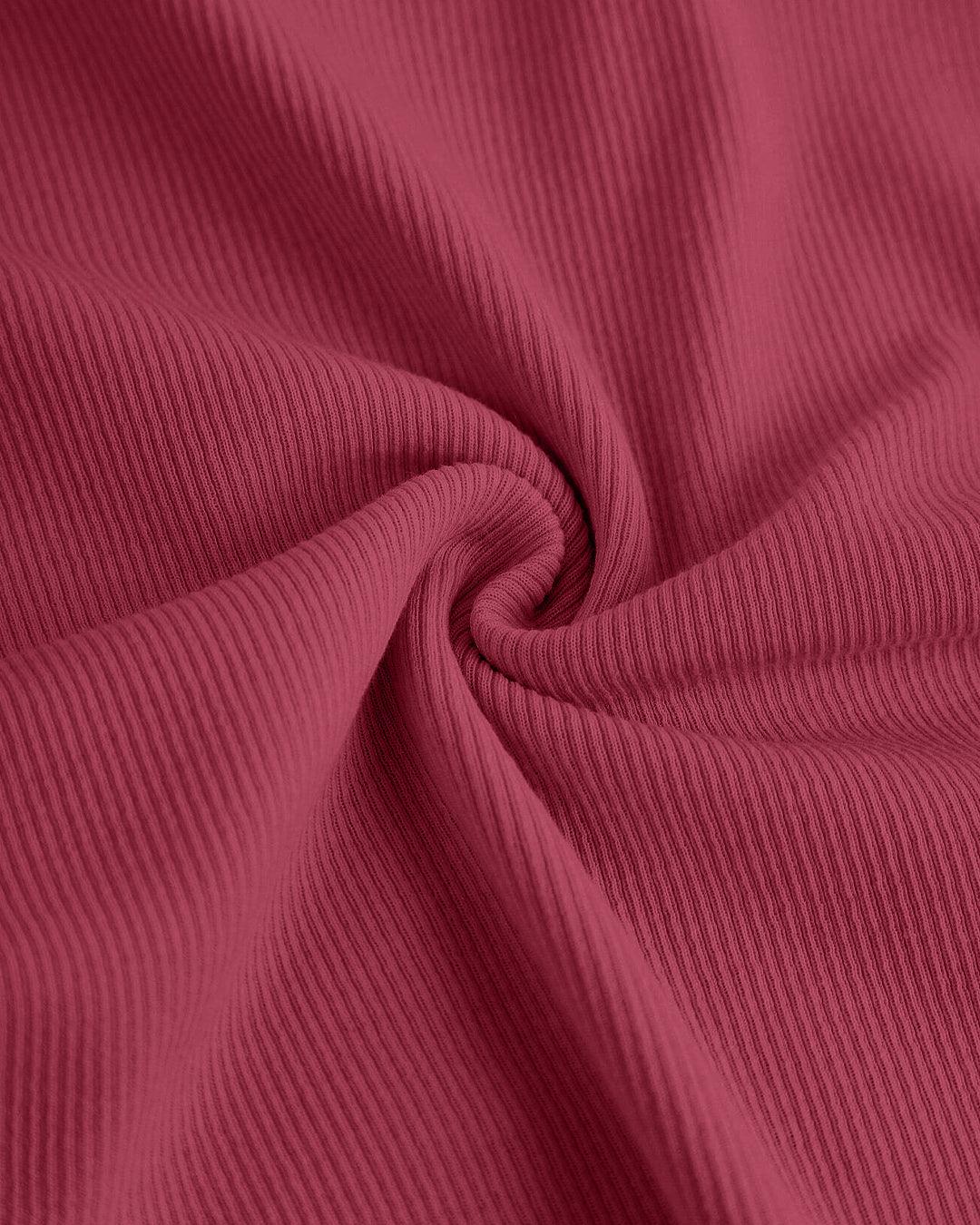 Casual Cowl Neck Ruched Long Sleeve Crop Top in Maroon - Image 3