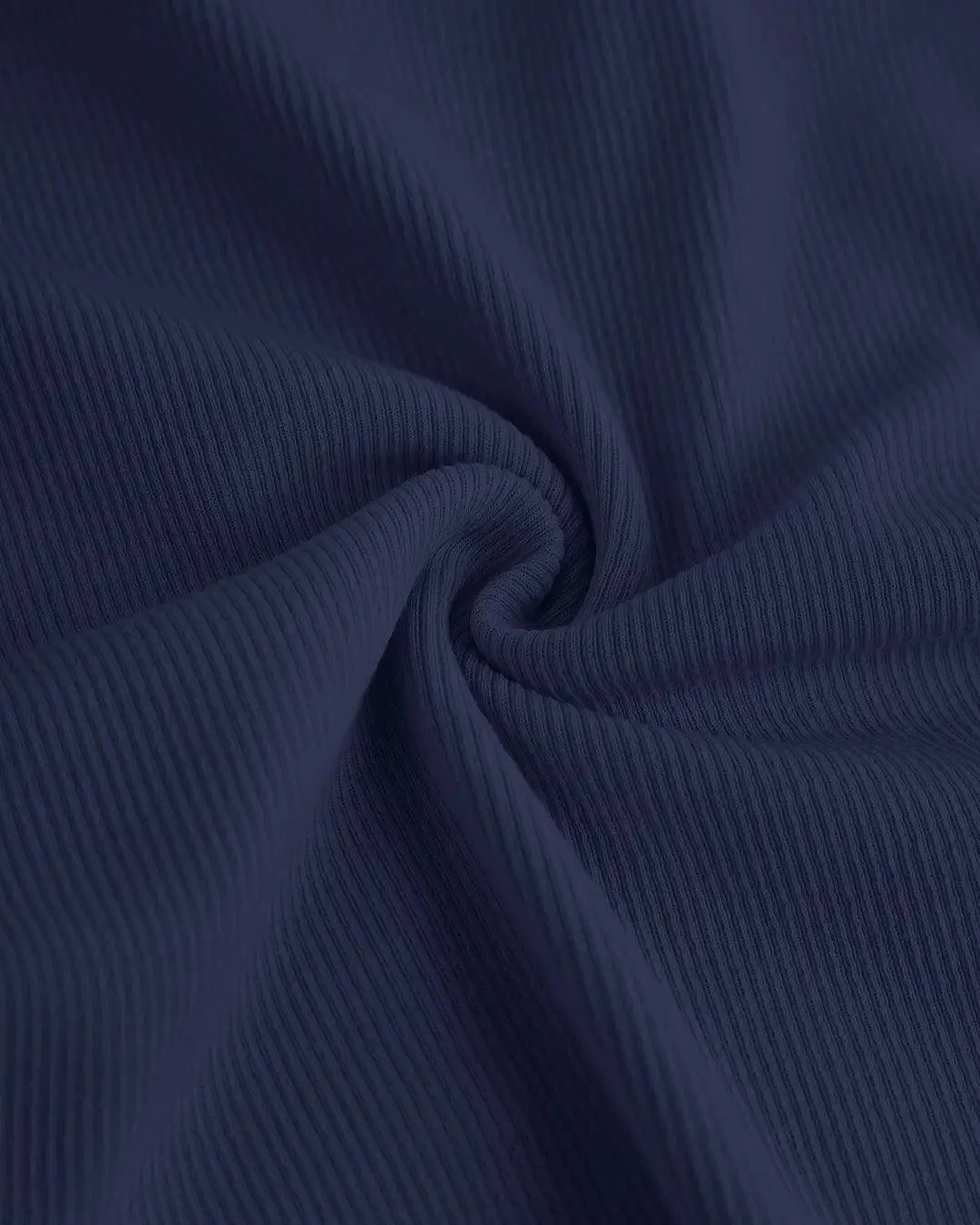 Crew Neck Cinched Waist Asymmetrical Long Sleeve Top In Navy Blue - Image 4