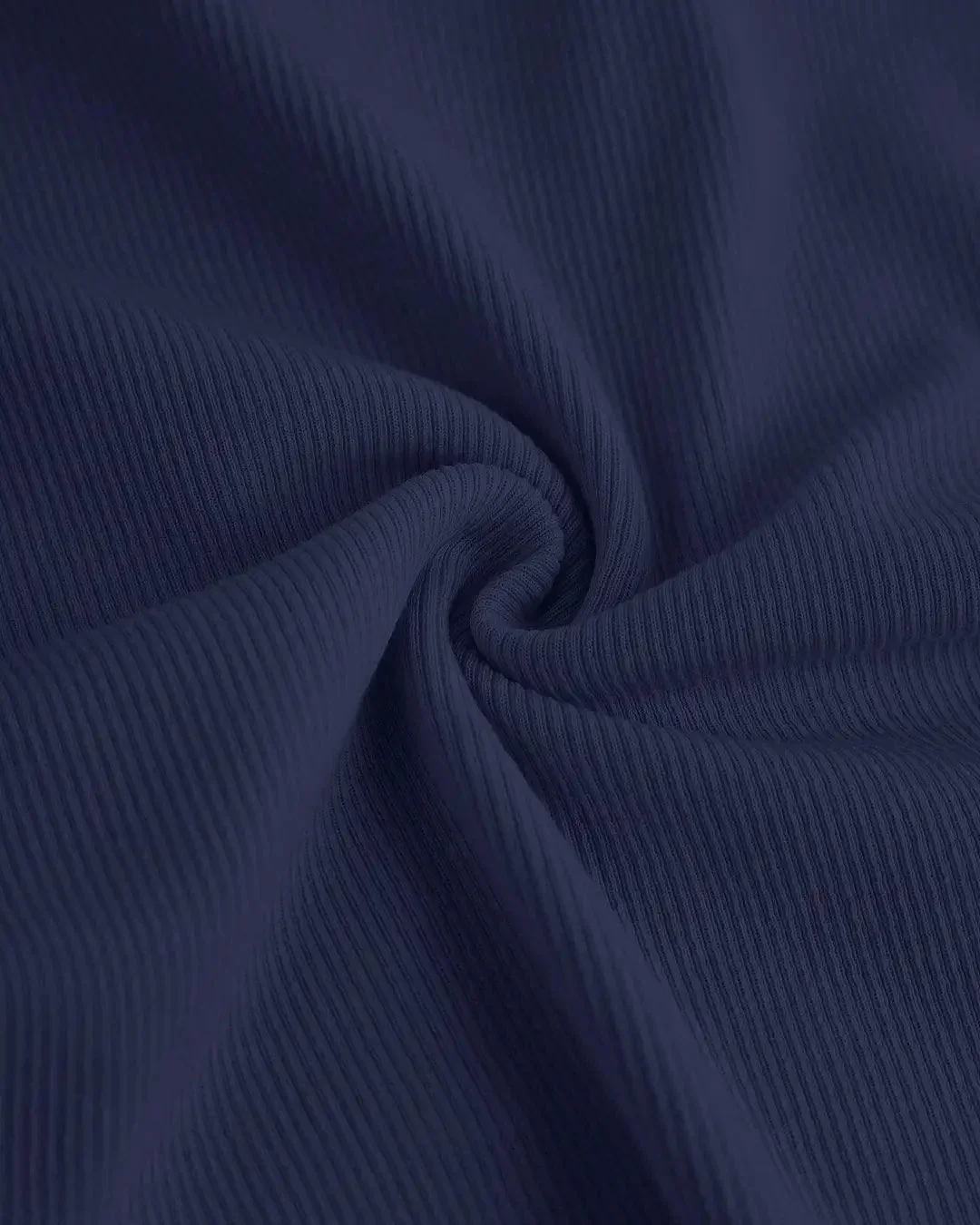 Crew Neck Cinched Waist Asymmetrical Long Sleeve Top In Navy Blue Curve & Plus - Image 4
