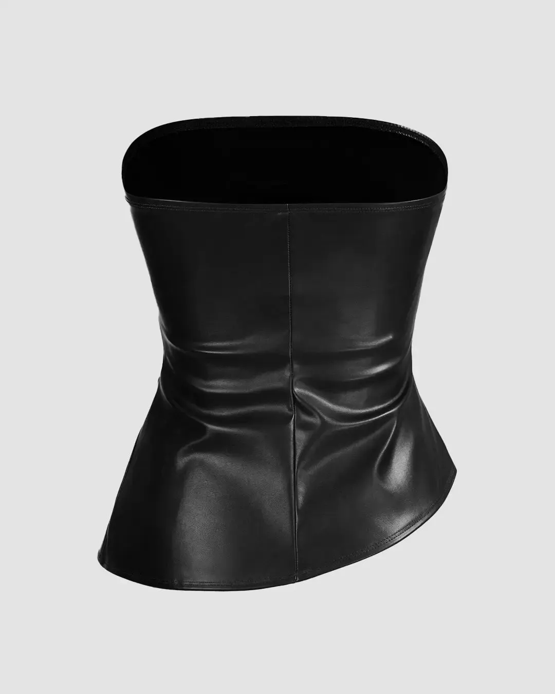 Crinkled Asymmetrical Black Tube Top - Image 2