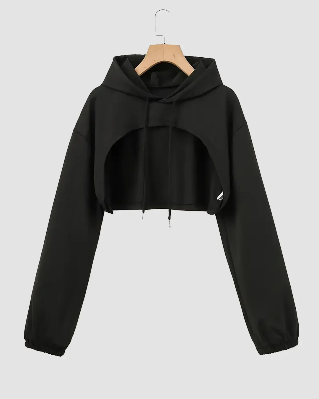 Crop Top & Hoodie with Wide-Leg Trousers Co-ords Set in Black - Image 3