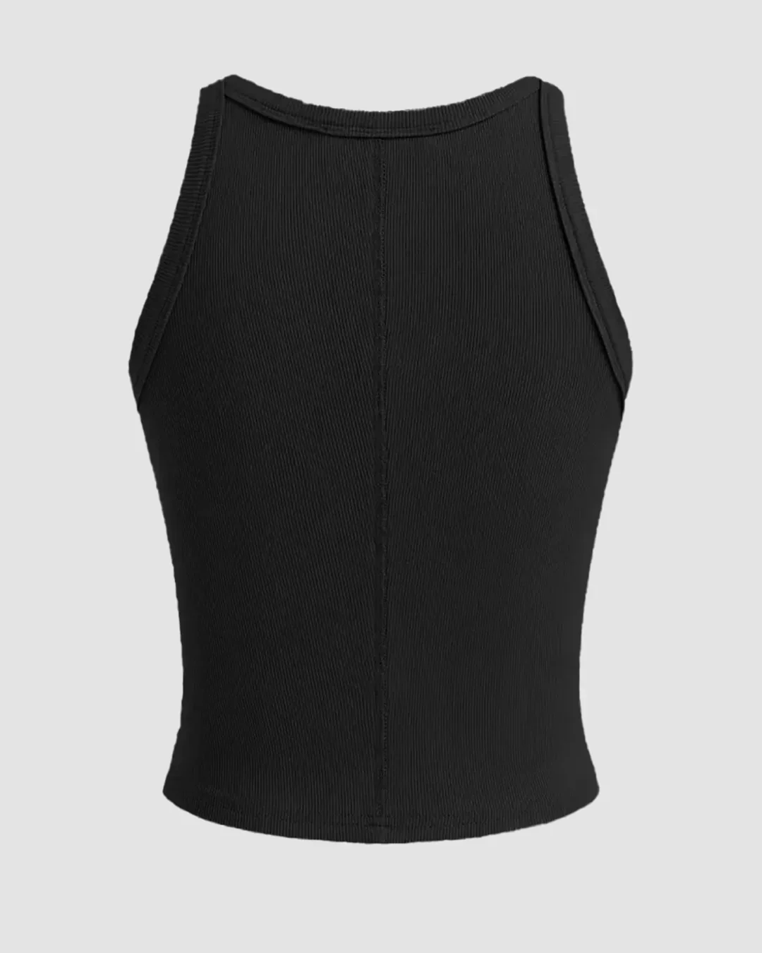 Cropped Knit Tank Top in Black - Image 2