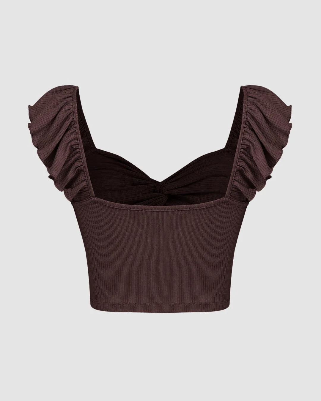 Cropped Vest Ruffle Top In Chocolate Fonde - Image 2
