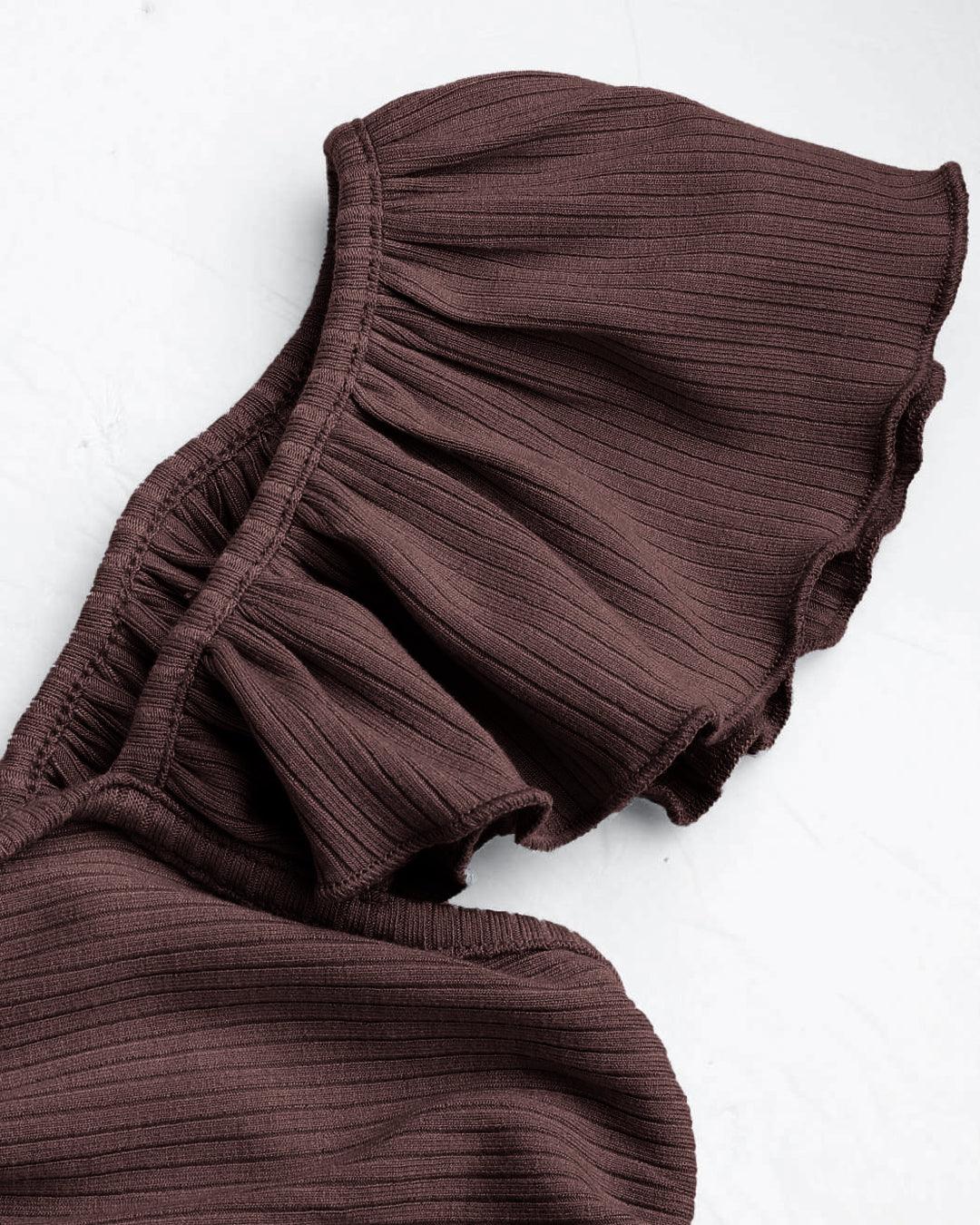 Cropped Vest Ruffle Top In Chocolate Fonde - Image 3