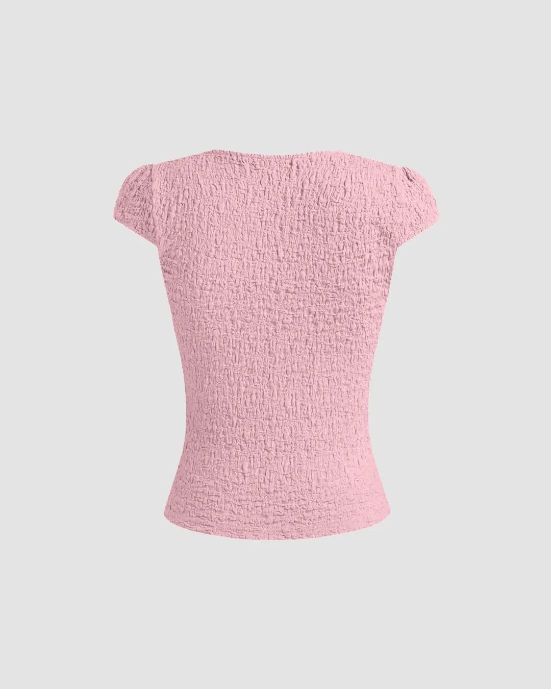 Cute V-Neck Bow Detail Tee in Baby Pink - Image 2
