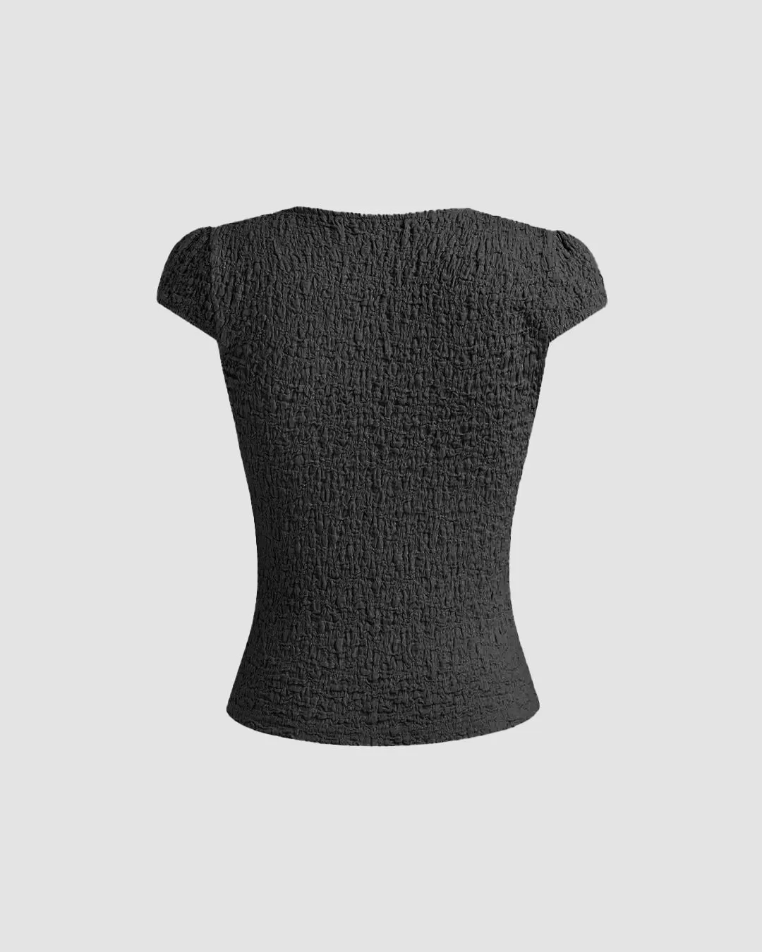 Cute V-Neck Bow Detail Tee in Black - Image 2