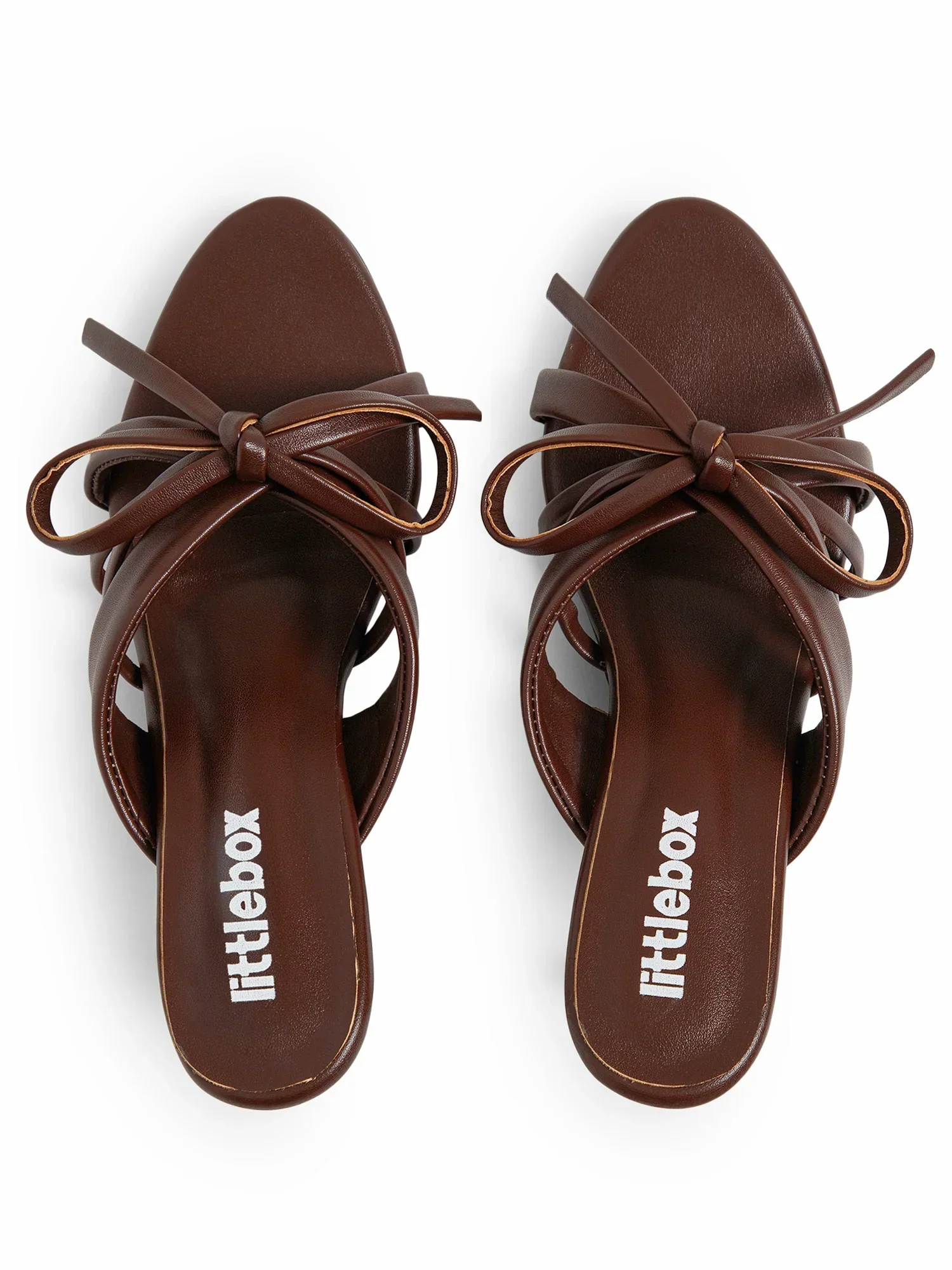 Dark Brown Open Toe Bowknot Strappy Heel Sandal - Image 3