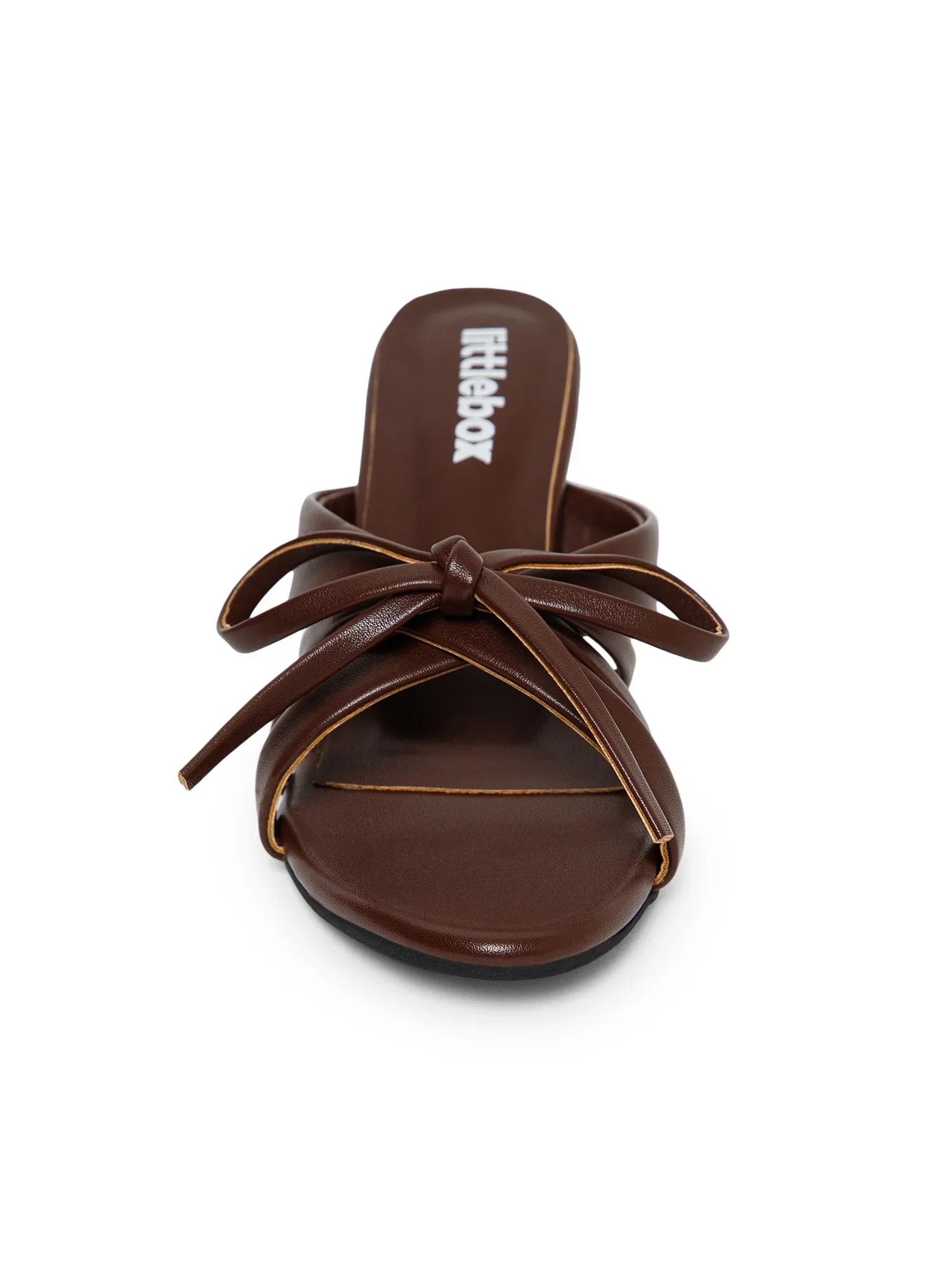 Dark Brown Open Toe Bowknot Strappy Heel Sandal - Image 4