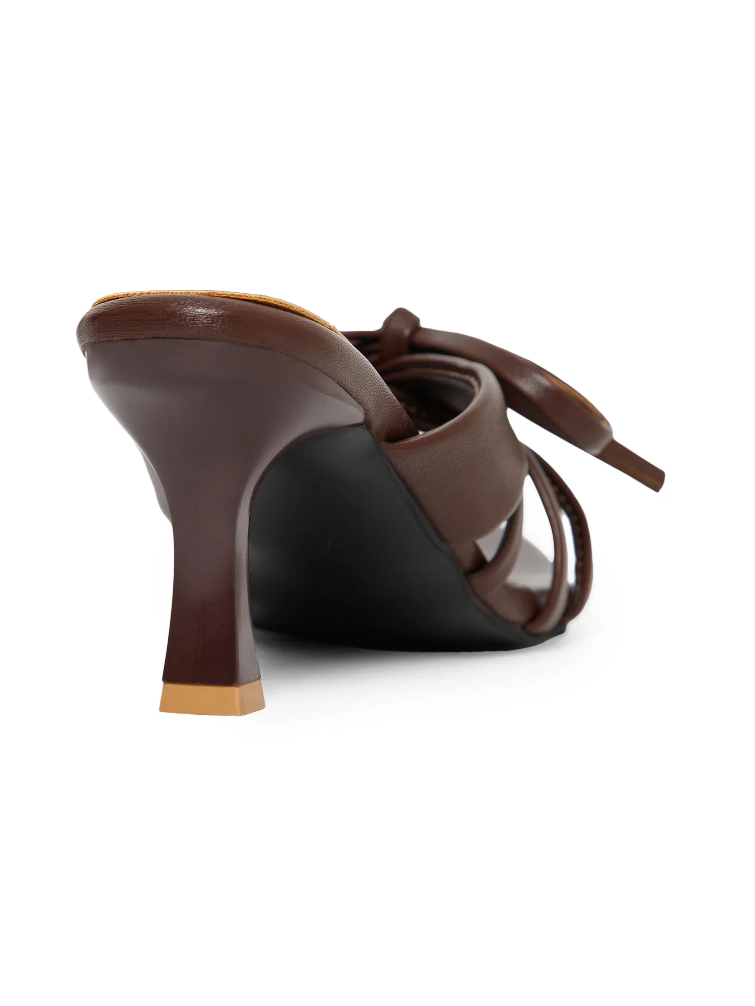 Dark Brown Open Toe Bowknot Strappy Heel Sandal - Image 5