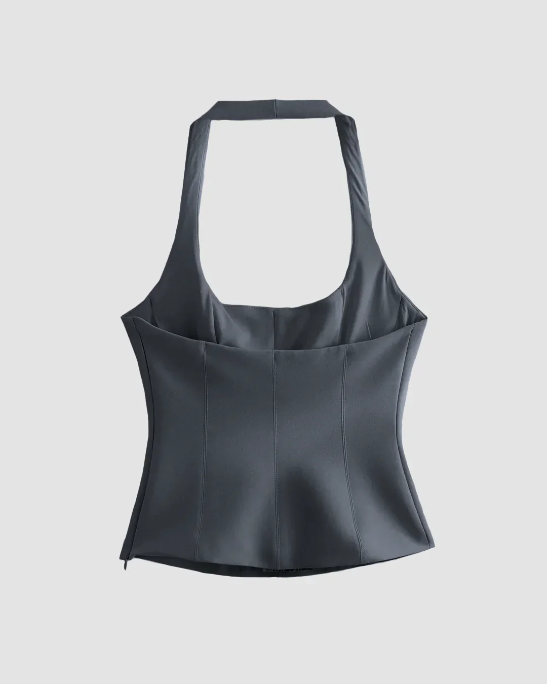 Dark Grey Halter Neck Corset Top - Image 2