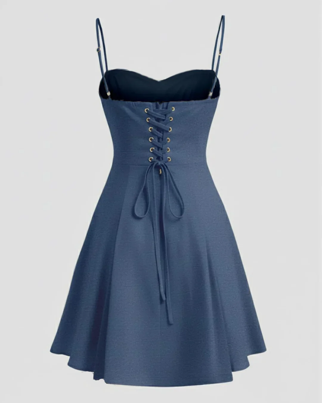 Slim Fit A-Line Mini Dress in Dark Navy Blue - Image 2