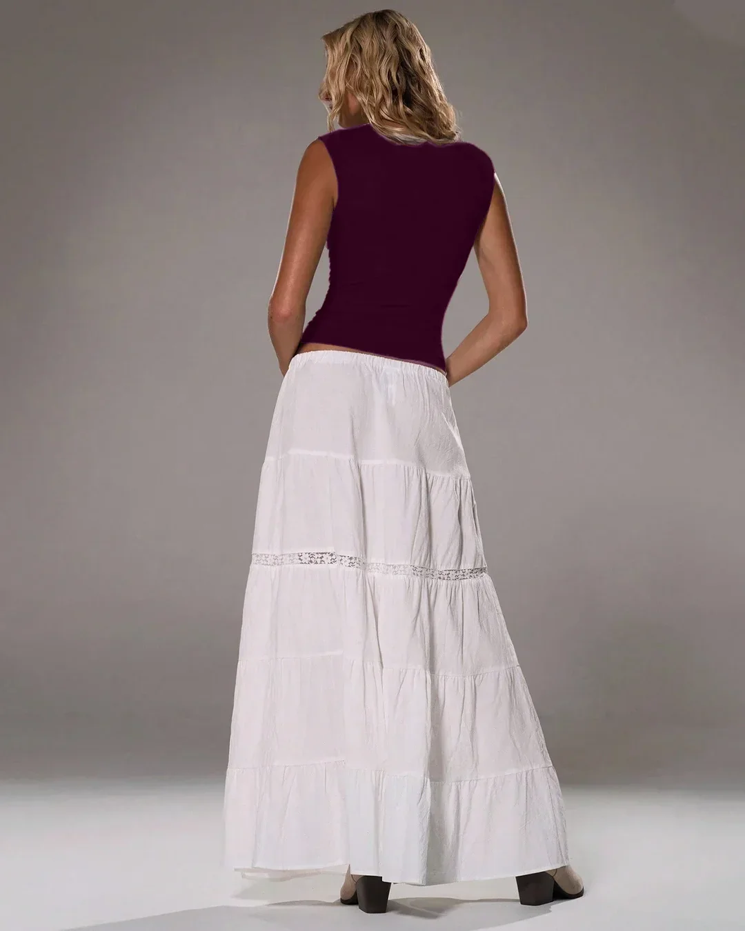 Deep V-Neck Ruched Sleeveless Crop Top in Maroon - Image 2